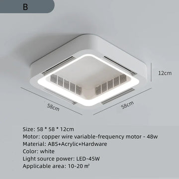 lampe moderne blanche rectangulaire sans ventilateur invisible éclairage led silencieux certification vde ul rohs