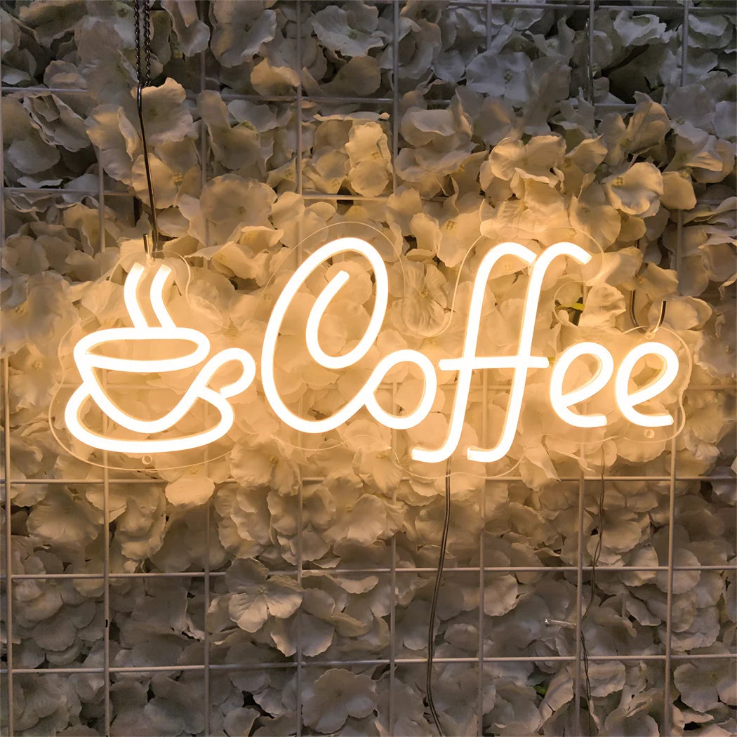 néon lumineux Coffee moderne minimaliste lettrage tasse blanc USB 50000h