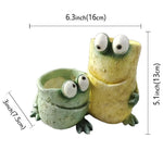 pot fleurs forme grenouille résine yeux relief créatif vert beige