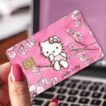 autocollants carte credit dessin anime fleurs cerisier pp paper waterproof réutilisable roseclair oneunit