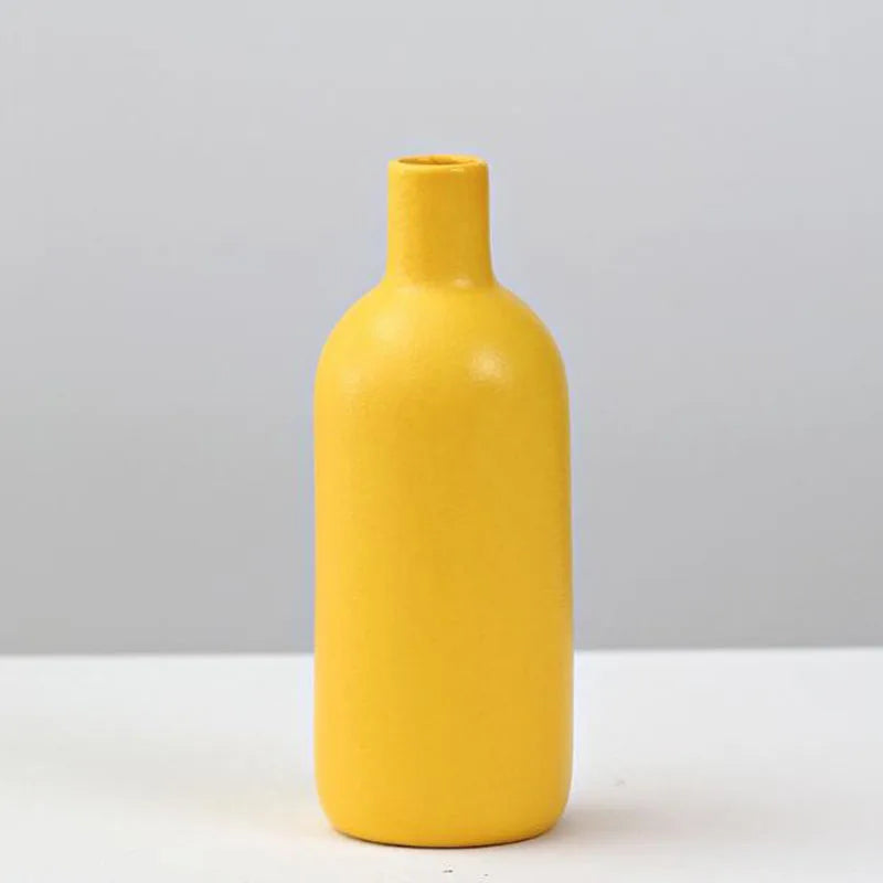 vase moderne céramique jaune sans plante décoration salon hydroponique pot fleur table