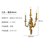 applique murale baroque dorée ornements floraux trois bras éclairage led murale fixée 36cm haute