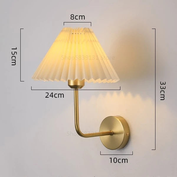 lampe murale moderne or plissée éclairage quotidien ampoule e27 fixée mur nordique