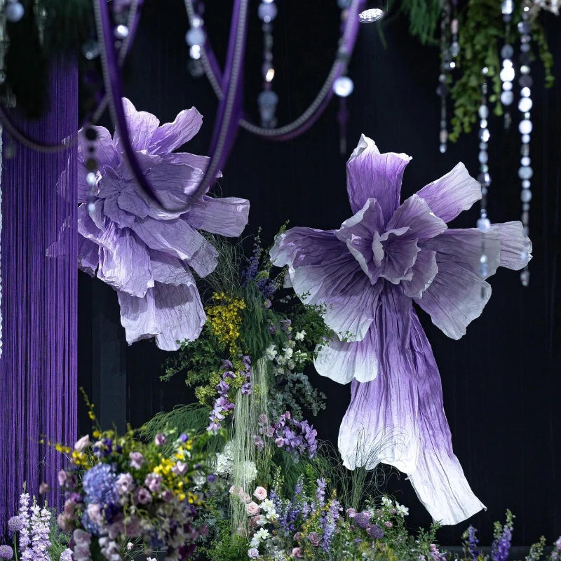 fleurs décoratives papier rose mariage extérieures romantiques semi transparentes 100cm
