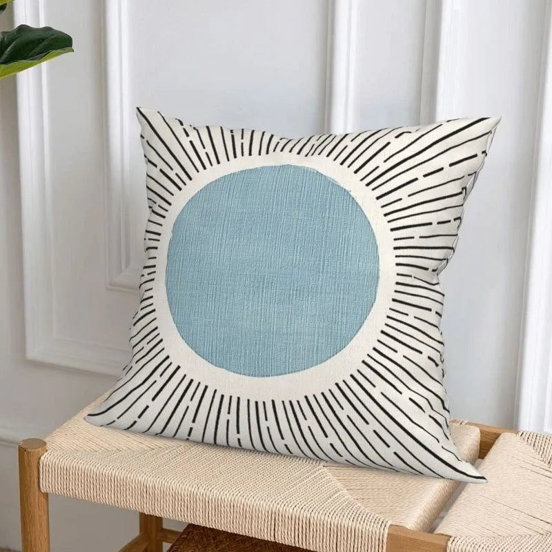 housse coussin polyester motif géométrique moderne blanc noir gris chambre salon voiture