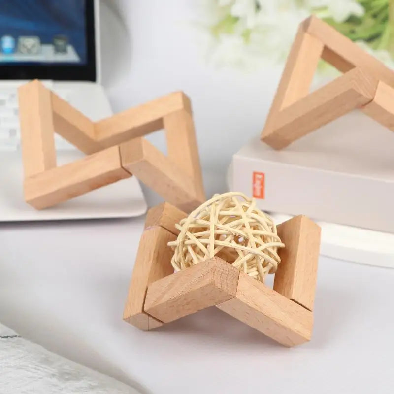 puzzle optique bois géométrique minimaliste moderne boule osier naturel relief légèrement rugueux