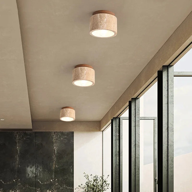 applique murale moderne pierre naturelle beige brun clair opacité downlight 6000K 4000K 3000K
