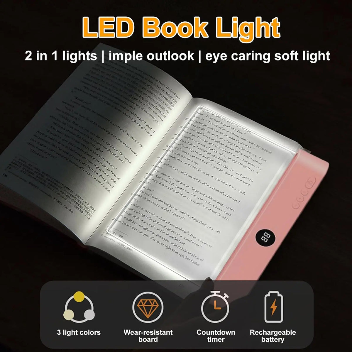 lampe lecture led rose transparente écran tactile charge type moderne