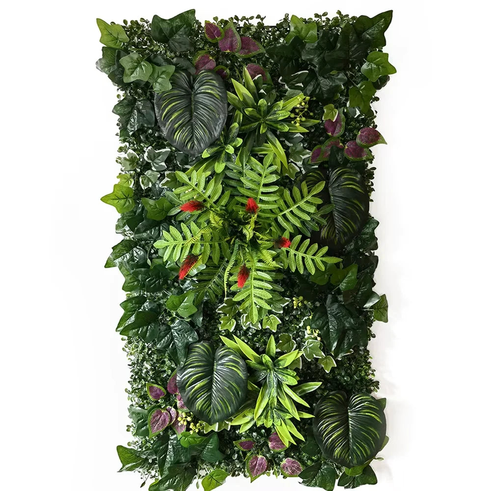 panneau mural artificiel herbe feuilles vert moderne décoration extérieur accroché maison festive