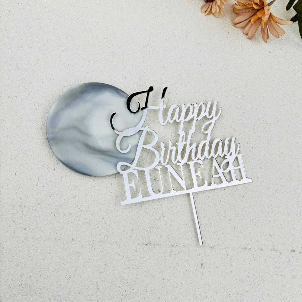 décoration gâteau lettre élégante happy birthday euneah noir doré moderne pique