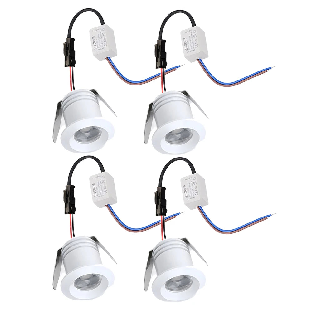 Spot LED 1W 12V 24V argent blanc noir lisse moderne minimaliste encastré