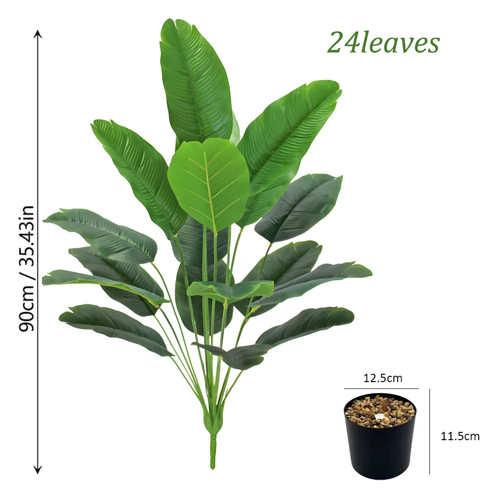 plantes artificielles feuilles palmier vertes deco moderne intérieur arbre branches pierres faux pot plastique
