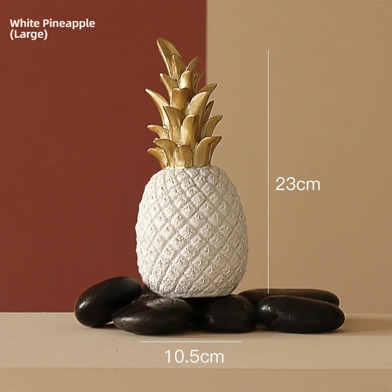 ananas decoratif ornement moderne resine dorée deco salon photo creative minimaliste triangles or blanc