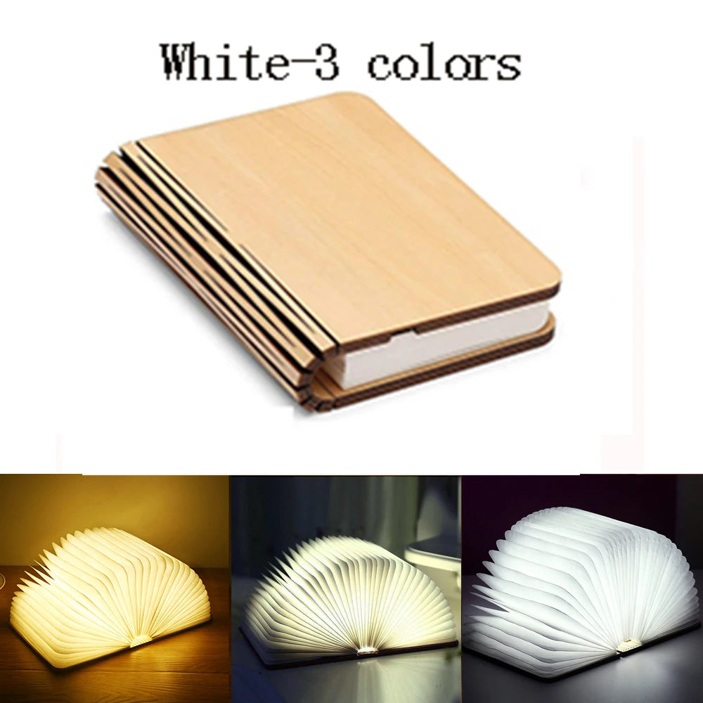 lampe led livre lumineux bois rechargeable enfants pliable anniversaire vacances nocturne atmosphère