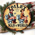 décoration murale vintage plaque métal toilettes homme femme humour écolier anniversaire noël