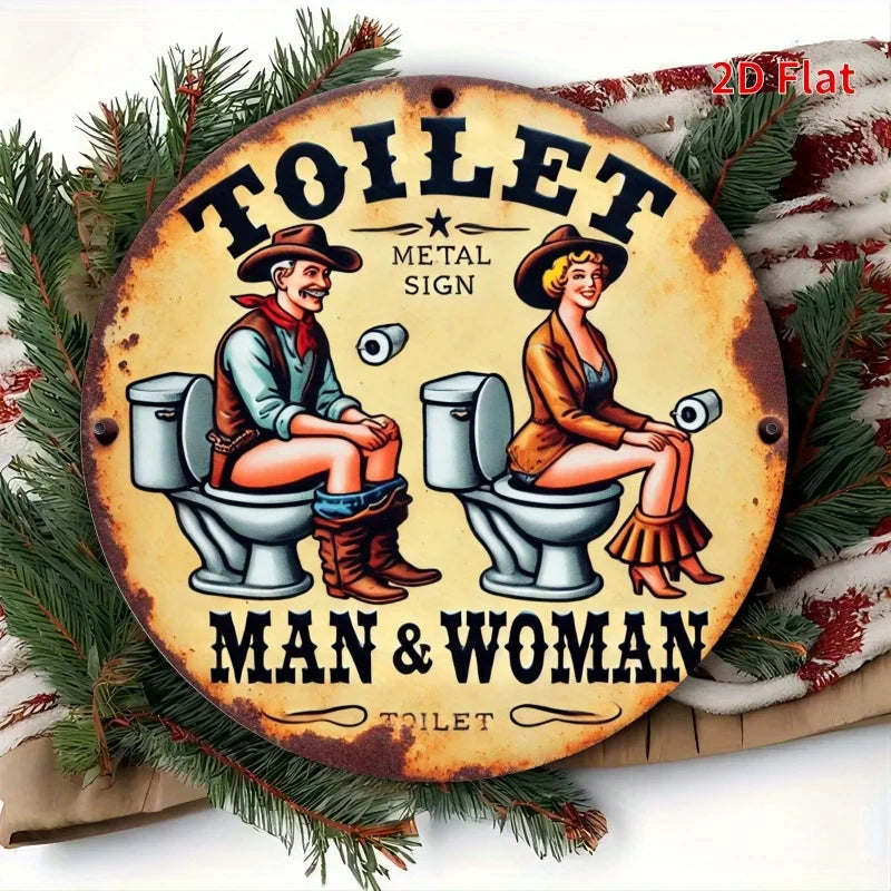 décoration murale vintage plaque métal toilettes homme femme humour écolier anniversaire noël