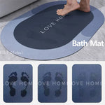 tapis bain moderne ovale motifs pas couleurs bleu marine gris clair rose violet texture