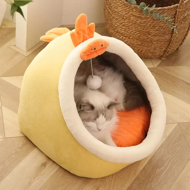 lit chat doux moelleux gris beige orange vert confortable tapis coton respirant
