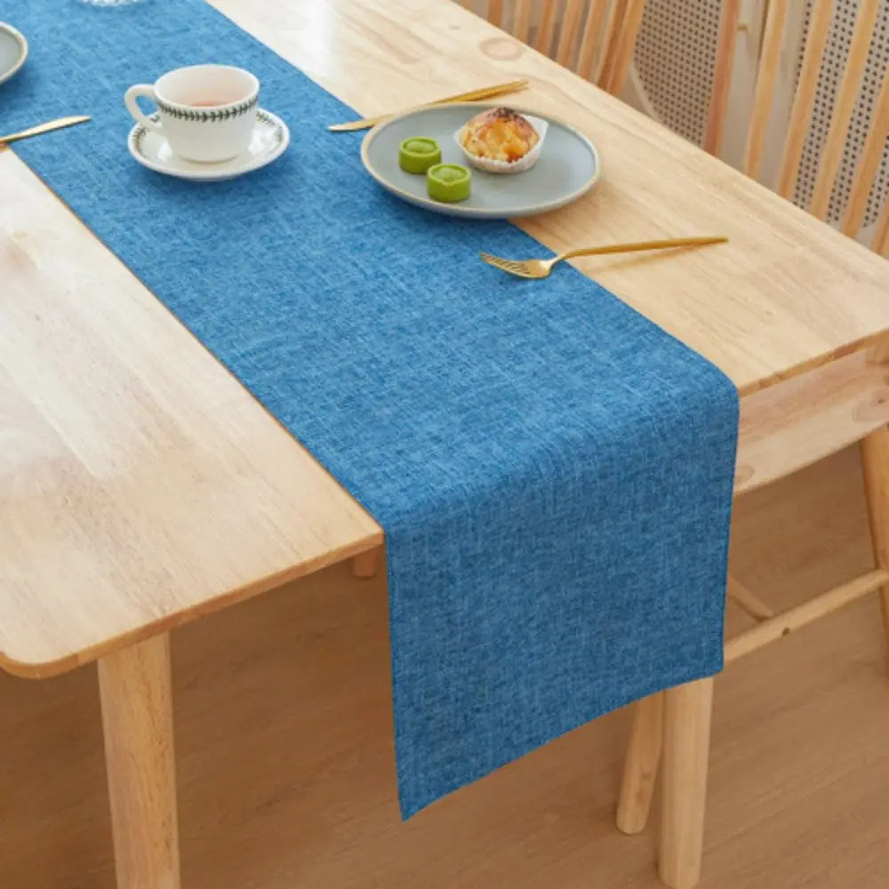nappe lin texturée gris rouge bleu vert orange moderne décoration intérieure table assiettes thé