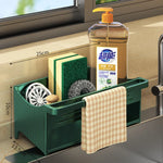 support rangement cuisine noir moderne brosse gant lingette savon serviette carreaux