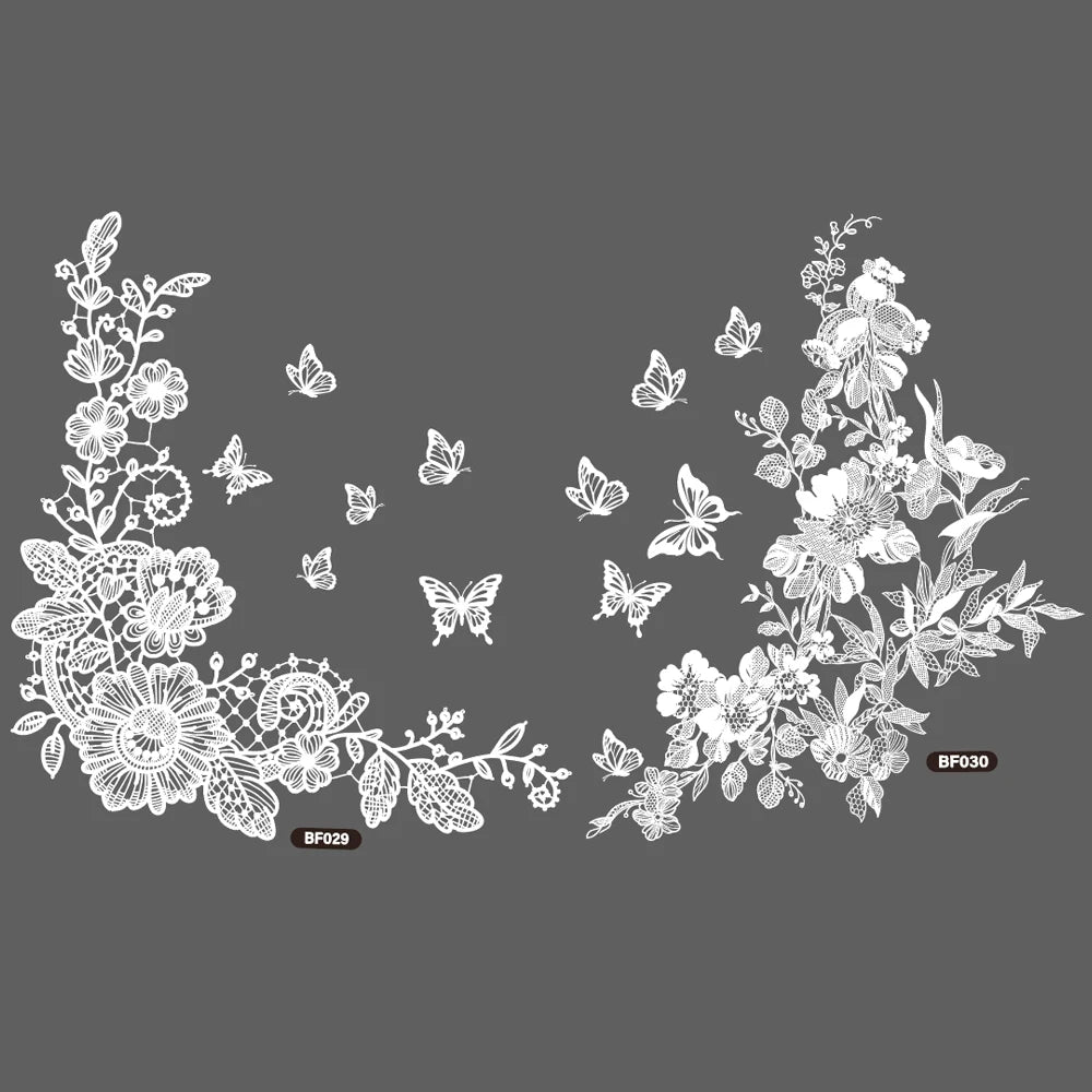 sticker mural fleurs blancs papillons art floral adhésif statique réutilisable décoration intérieure facile poser