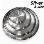 assiettes acier inoxydable or argent rondes modernes différentes tailles buffet dessert pizza
