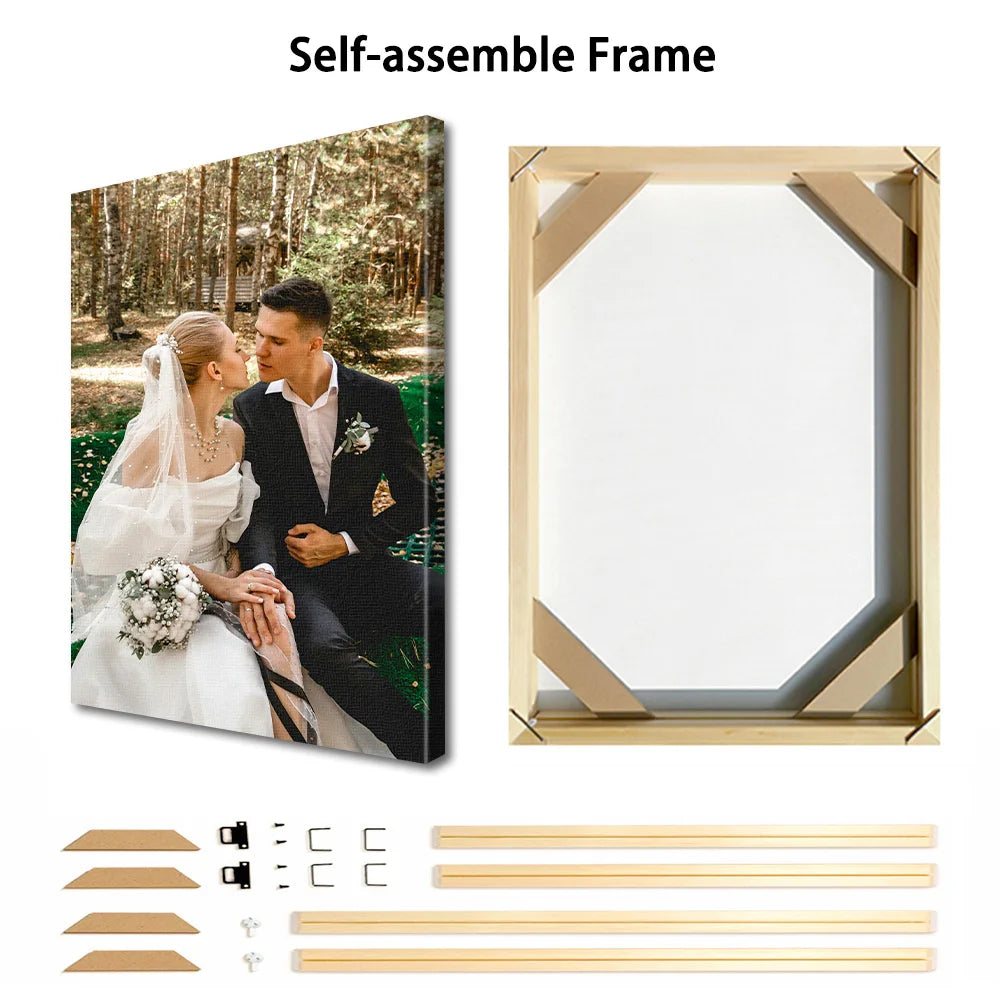toile d'art photo mariage moderne minimaliste blanc vert noir texturée cadre auto assemblable fixations
