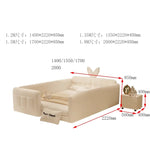 lit convertible moderne bois texture cuir beige clair coussins oreillers chambre coucher