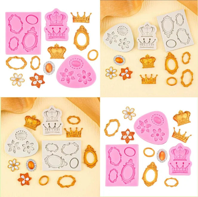 moules gâteau silicone rose doré motifs floraux couronnes cercles vintage baroque respectueux environnement