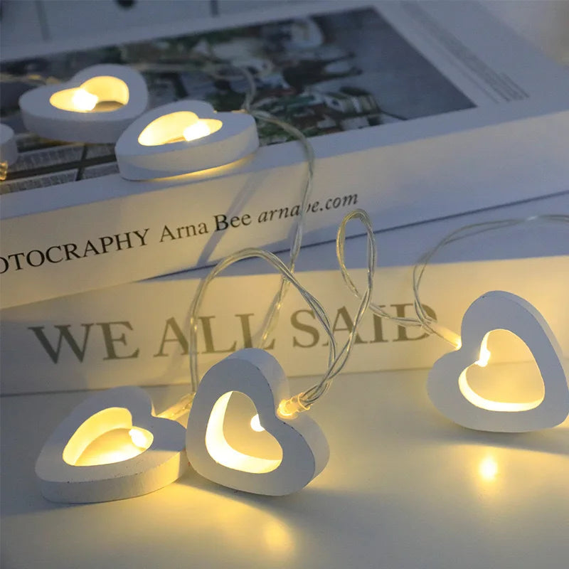 guirlande lumineuse coeurs rouge blanc mariage anniversaire valentin décoration festive