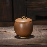 pot thé céramique classique poignée métallique couvercle texture grainée décoratif