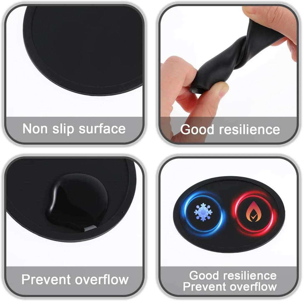coasters silicone antidérapants antiadhésifs noirs modernes boissons chaudes froides table transparents respectueux environnement