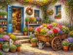 puzzle diamant multicolore maison fleurs artisanal complet diy résine opaque classique full embroidery kit
