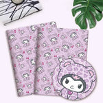 tissu imprimé my melody coeurs léopard coton polyester beige rose bleu violet cartoon