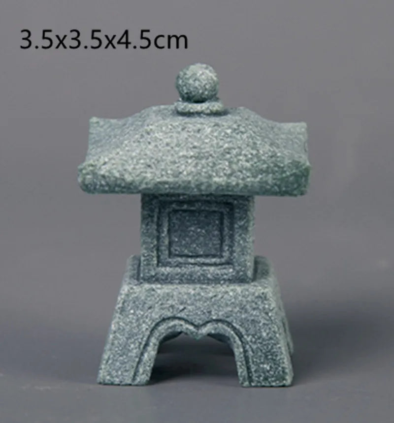 décoration table zen pierre miniature lanterne japonaise arbre branches mousse rocher gris vert traditionnelle