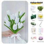 bouquet fleurs artificielles blanc orange moderne minimaliste ruban peluche matériaux artisannels