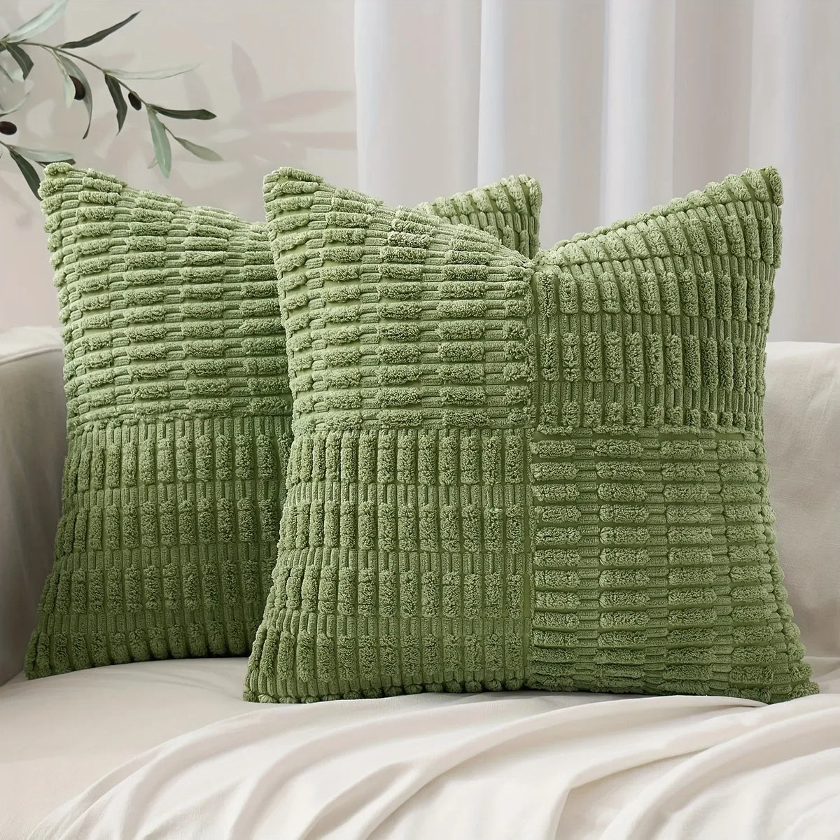 housse coussin carré moderne texture bleu marine polyester coton décoratif lit siège fixations blanc