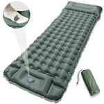 matelas gonflable bleu marine confortable texture boutons sac rangement camping plein air