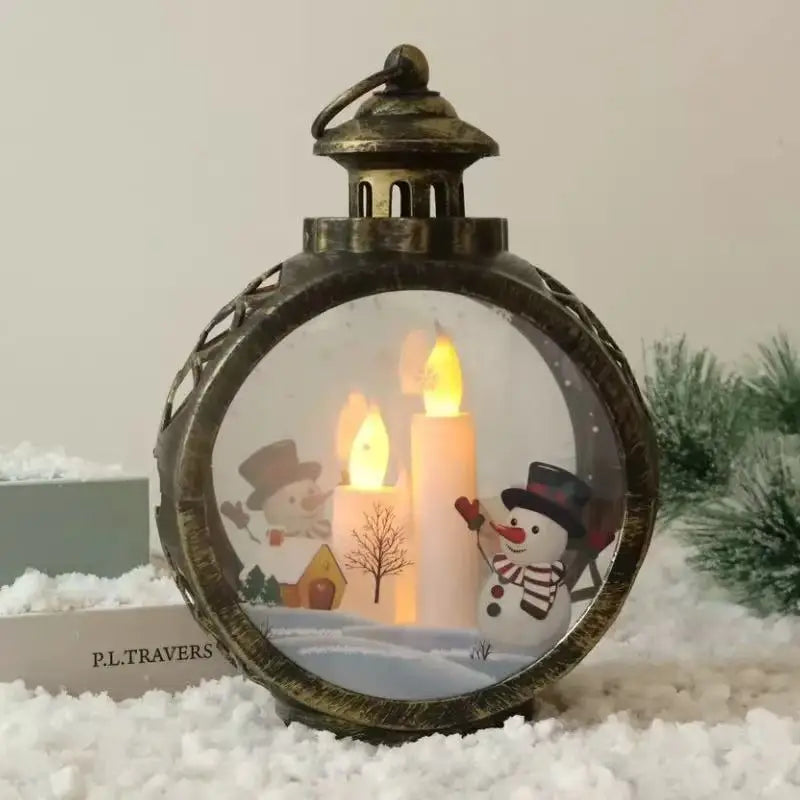 lanterne noël santa claus renne verre translucide vintage décoration fenêtre ambiance noire blanche