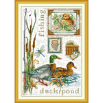 kit broderie scènes naturelles canards plantes aquatiques libellules coton multicolore guide broderie toile imprimée