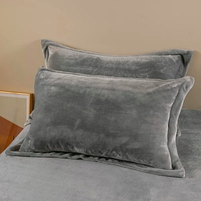taies d'oreiller velours gris moderne 300 fils qualité supérieure opaques maison hiver