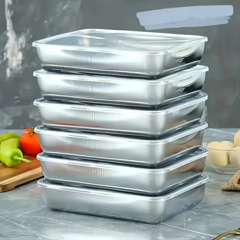 boîtes repas argentées modernes couvercles respectueuses l'environnement 25cm 20cm 5.5cm