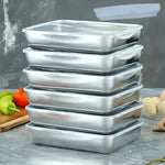 boîtes repas argentées modernes couvercles respectueuses l'environnement 25cm 20cm 5.5cm