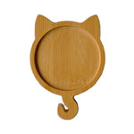 assiettes bambou naturel moderne rayures horizontales différents animaux fleur chat cerf