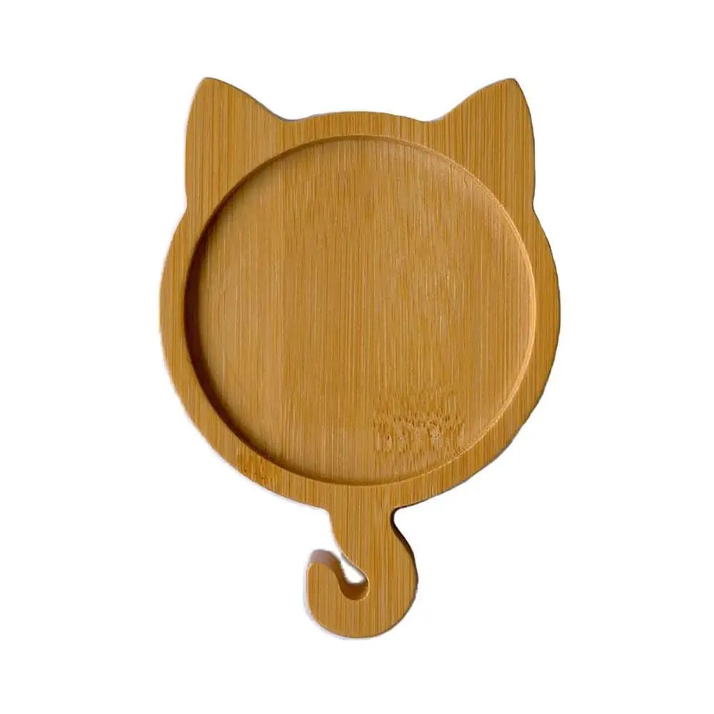 assiettes bambou naturel moderne rayures horizontales différents animaux fleur chat cerf