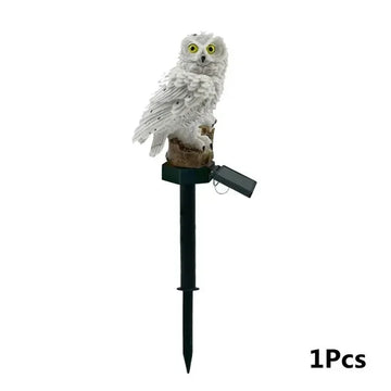statuette oiseau blanc marron extérieure solaire led ip65 protégée ab abs jardin théâtre animal