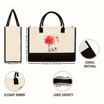 sac main toile beige noir arbre coeurs vélo moderne respectueux environnement poignées détachables fermeture