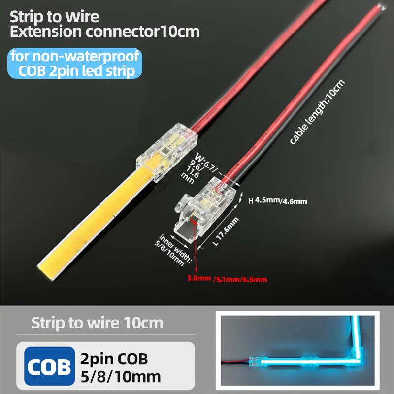 ruban led cob 2pin blanc jaune transparent clips 5mm 8mm 10mm moderne fonctionnel