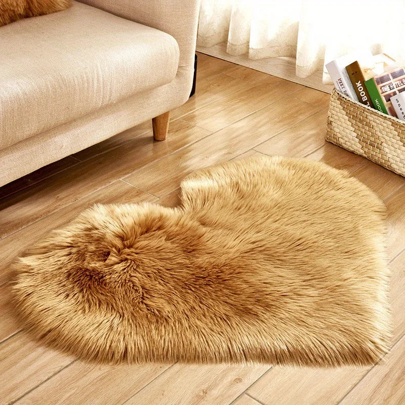 tapis peluche coeur rouge gris violet bleu moderne doux 50x60cm maison décoration chambre salon