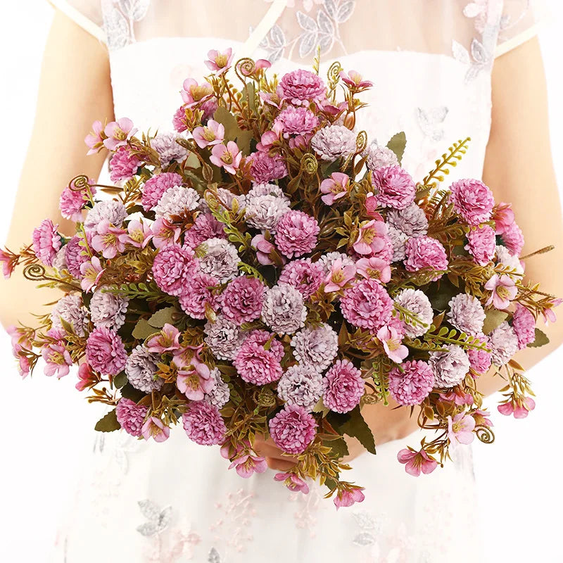 bouquets artificiels roses fleurs soie décoratives intérieur mariage festive engagement